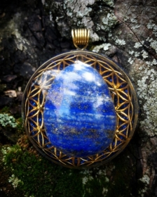 Orgonit, orgonite, orgonitový přívěšek, orgonitový šperk, orgonite, amazonit, orgone energy, lapis lazuli, azurit, kvěina života